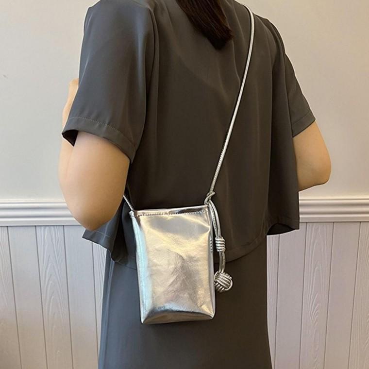여행용 여자 실용 미니 백 크로스 핸드폰 파우치 실버