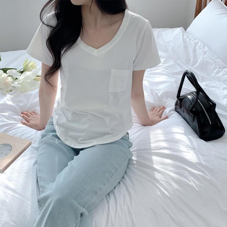 퓨어리티 V넥 반팔 티셔츠