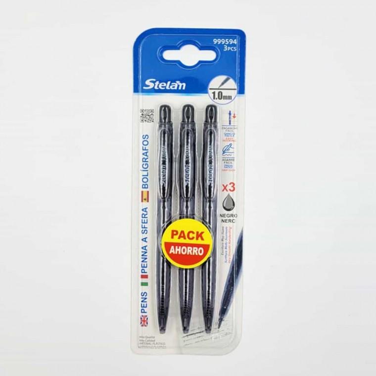 1.0mm 블랙 볼펜 3개 세트