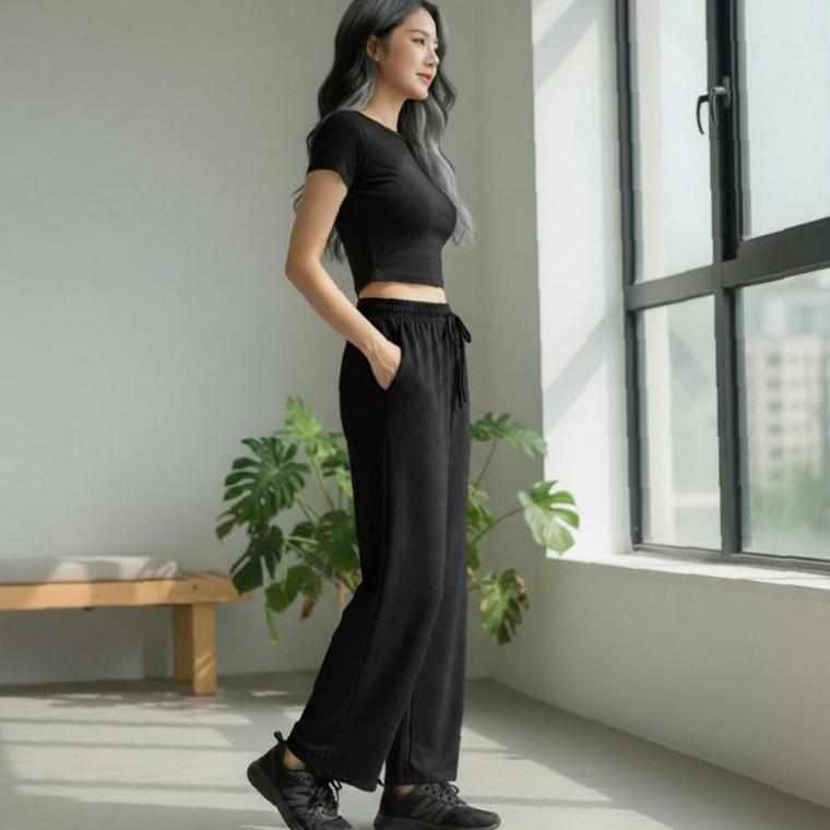 남녀공용 여름 4컬러 더블덕 주름 하늘핏 와이드바지