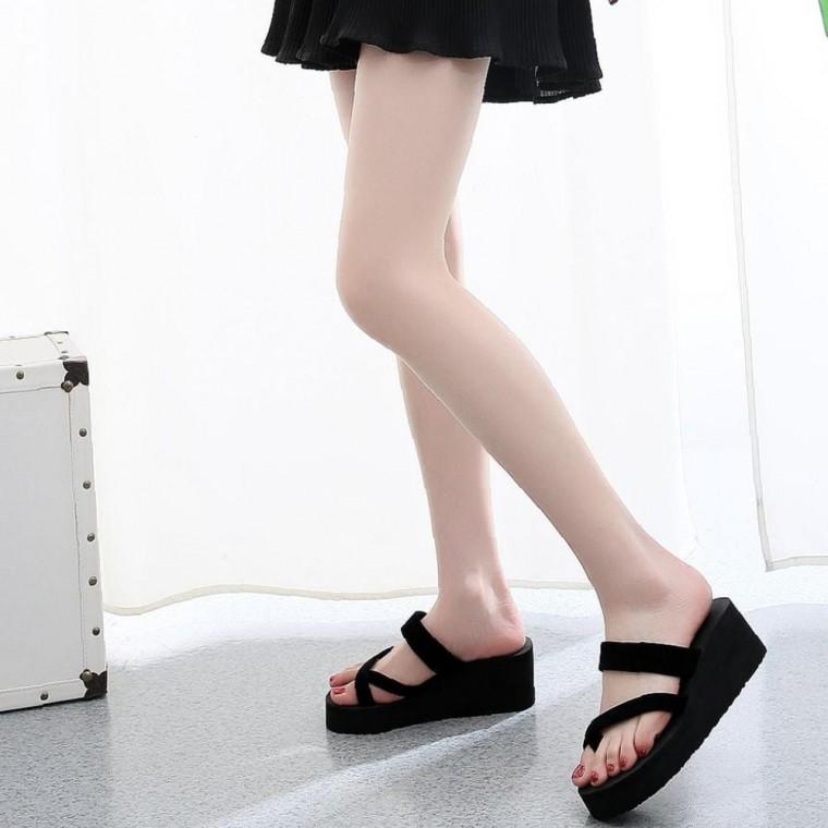 크로스 키높이 감각적 슬리퍼 썸머 일상 착용 편안