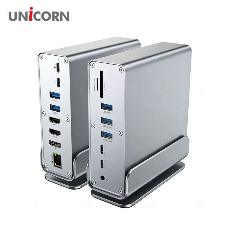 유니콘 C타입 16in1 멀티허브 도킹스테이션 10G 100W 모니터확장 미러링 TCH-1600M