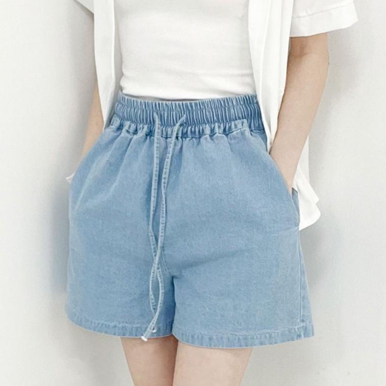 밴딩 데님 숏팬츠