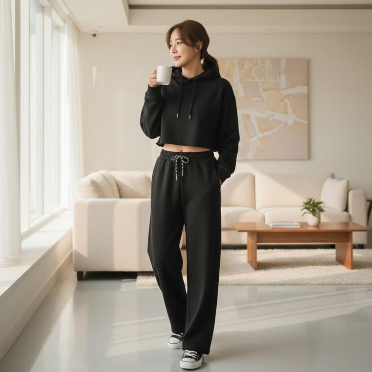 주름 사이드 와이드팬츠