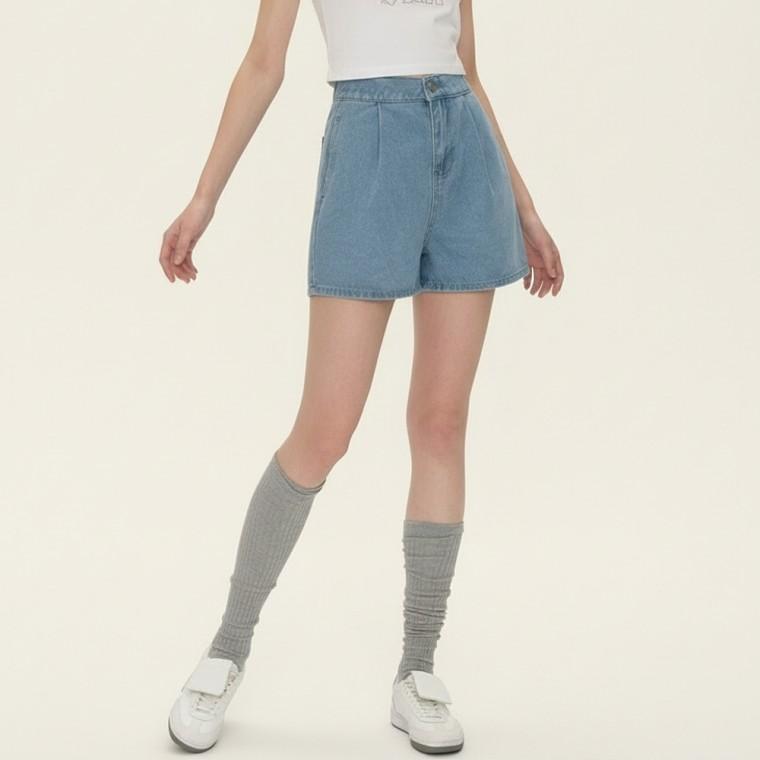 핀턱 뒷밴딩 데님 숏팬츠