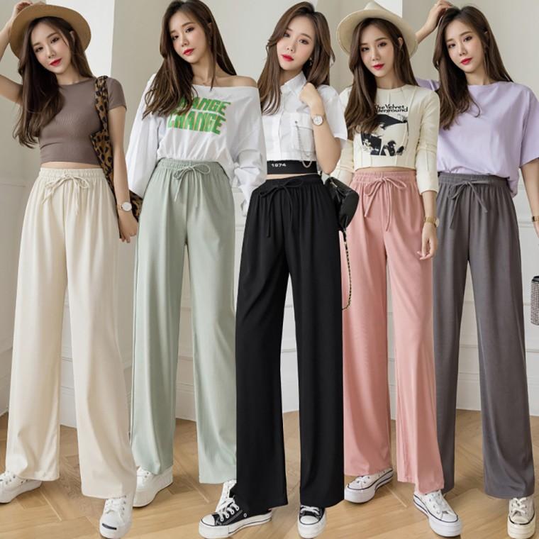 캐주얼 아이스실크 와이드 바지