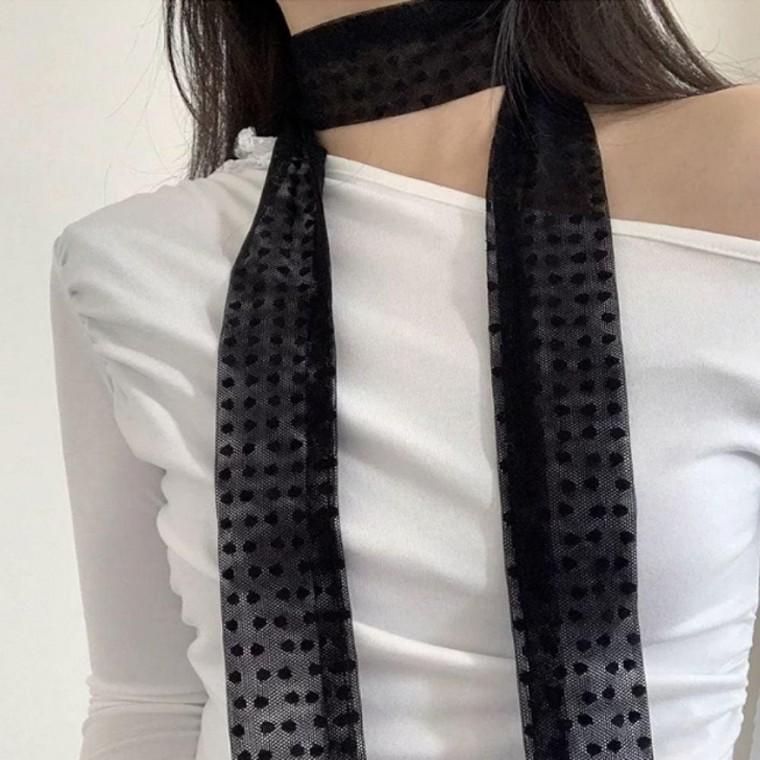 2컬러 하늘하늘 심플 봄 여름 은은 레이스 롱스카프 타이