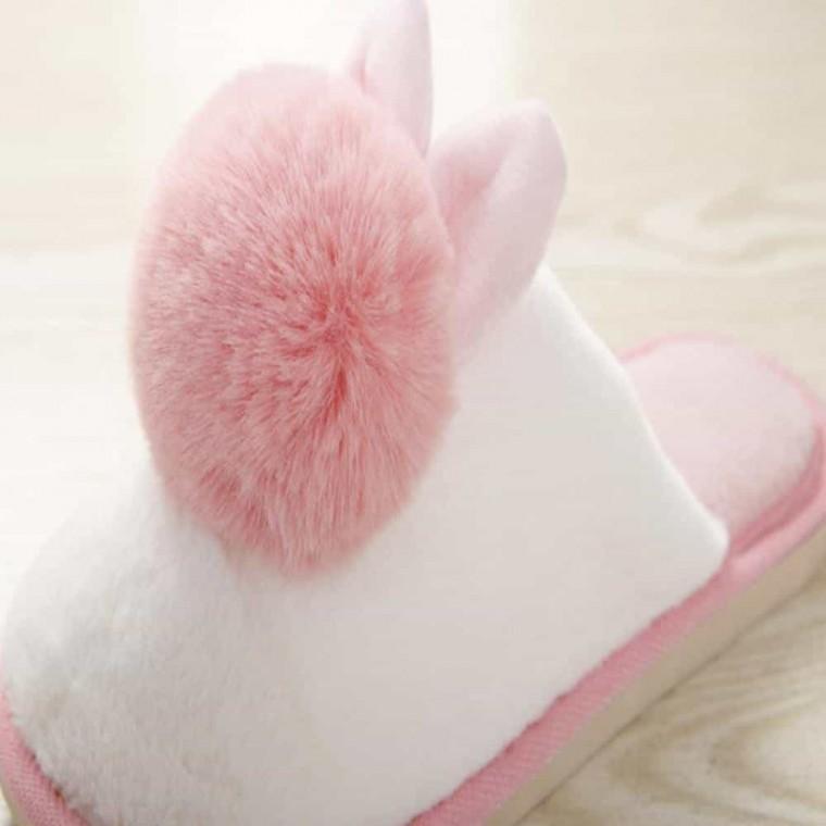 토끼털 실내화 여성 핑크
