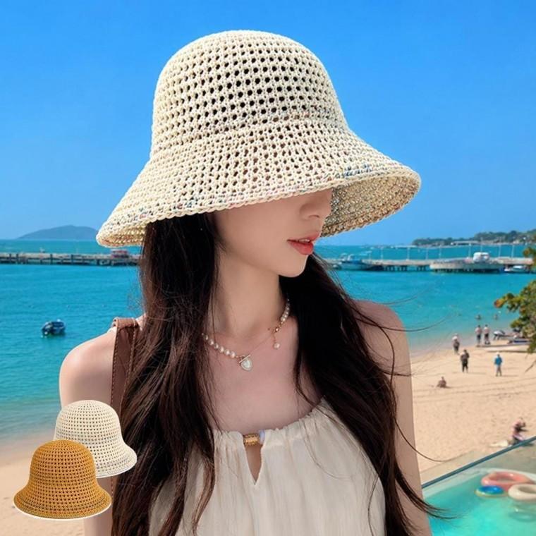휴양지 바캉스 편안 패션 통기성 밀짚 모자 버킷햇