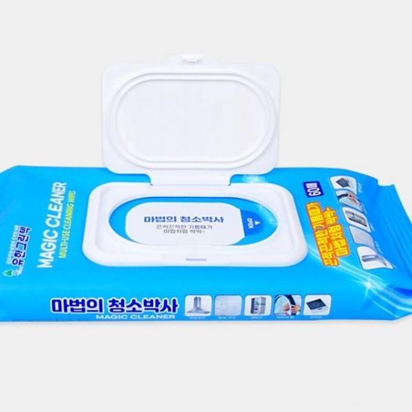 마법의청소박사 60매 캡형 5개 기름때 찌든때 냉장고 오븐 렌지후드 인덕션 세정티슈 얼룩제거