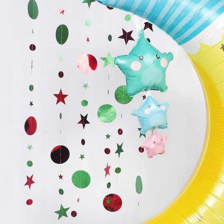 파티 가랜드 그린앤레드 파티데코 생일파티소품 홈파티소품 벽장식 홈파티꾸미기 홈파티데코 파티꾸미기 벽