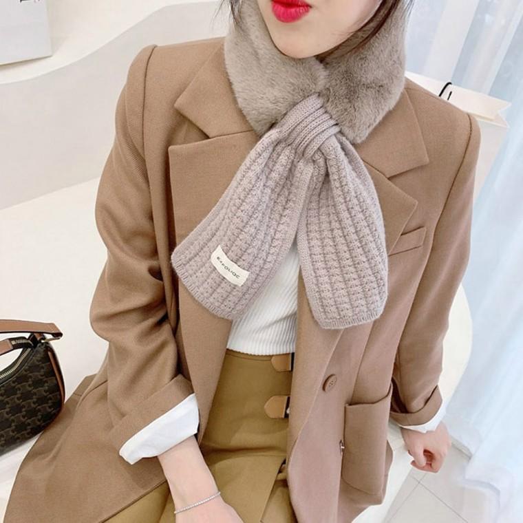 여성 겨울 외출 눈꽃 패턴 인조퍼 쁘띠 머플러 목도리