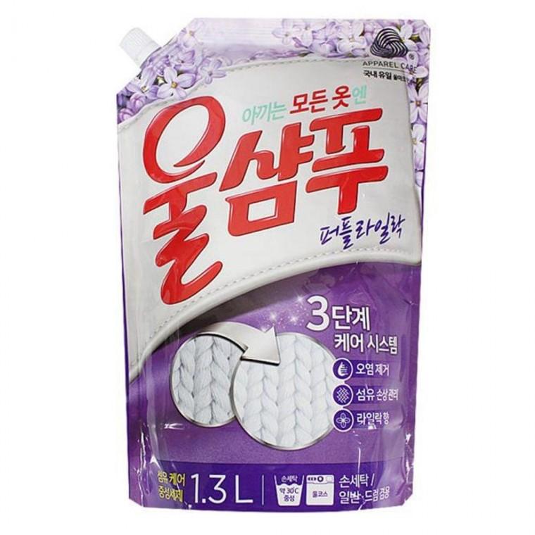 애경 울샴푸 정돈 라일락 세탁 액상 중성 세제 리필 1.3L