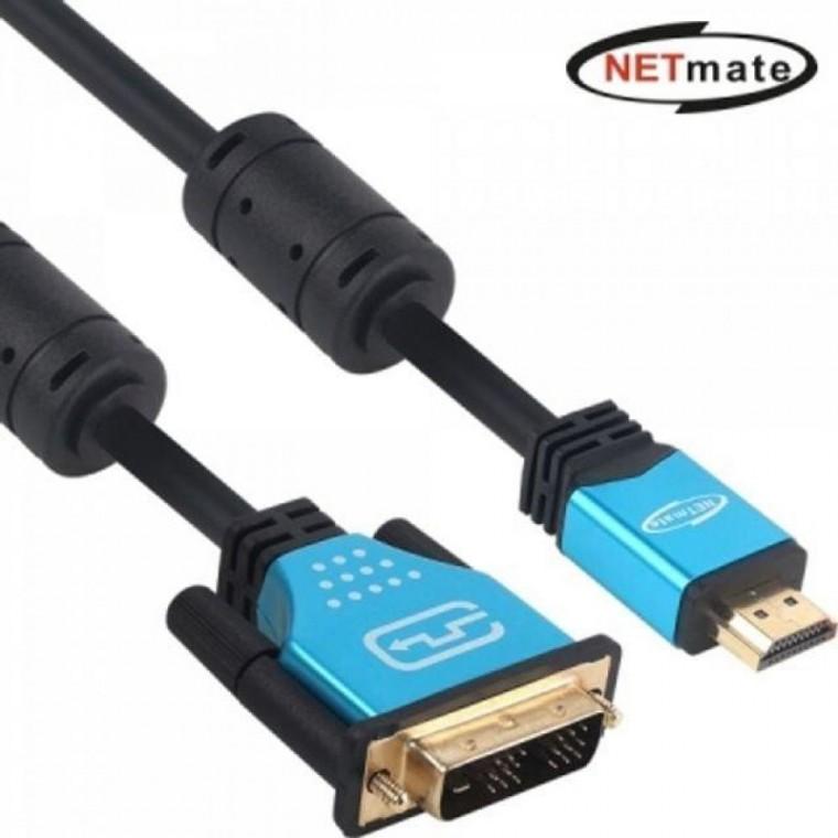 강원전자 넷메이트 컴팩트 HDMI to DVI Blue Metal 케이블 1m