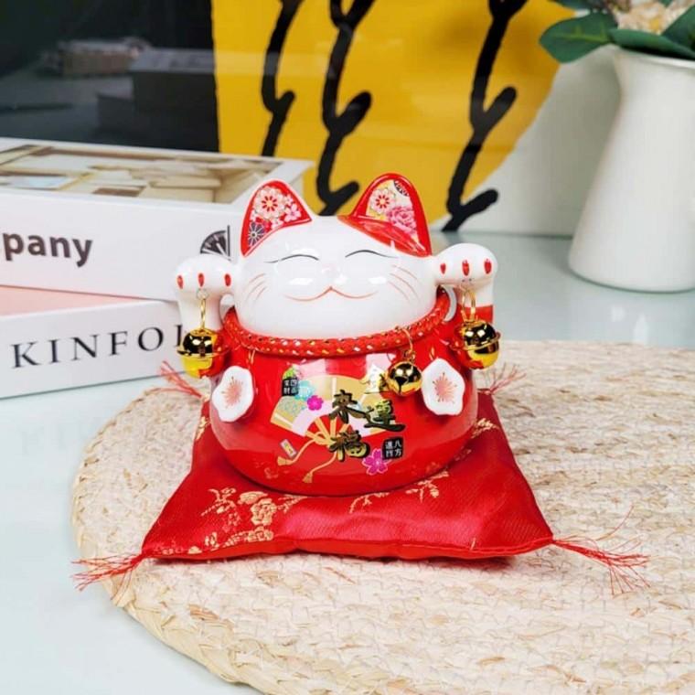 마네킨네코 저금통 레드 MANEKINEKO 고양이저금통 일본전통인형