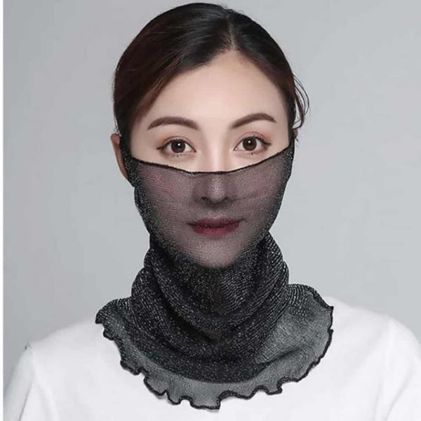 망사 스카프 2개 얇은스카프 귀걸이형스카프