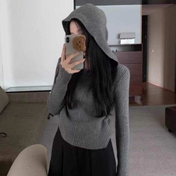 여성 3컬러 빈티지 윈터 골지 슬림핏 니트  DHH-L35