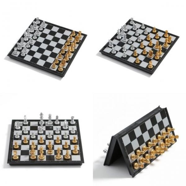 접이식 자석 체스 32x32cm 골드+실버 체스보드 성인보드게임
