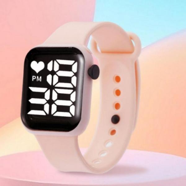 스크린 실리콘 사각 전자 시계 손목 디지털 다조