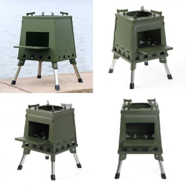 접이식 화목난로 26x34cm 카키 미니화목난로 캠핑용화목난로