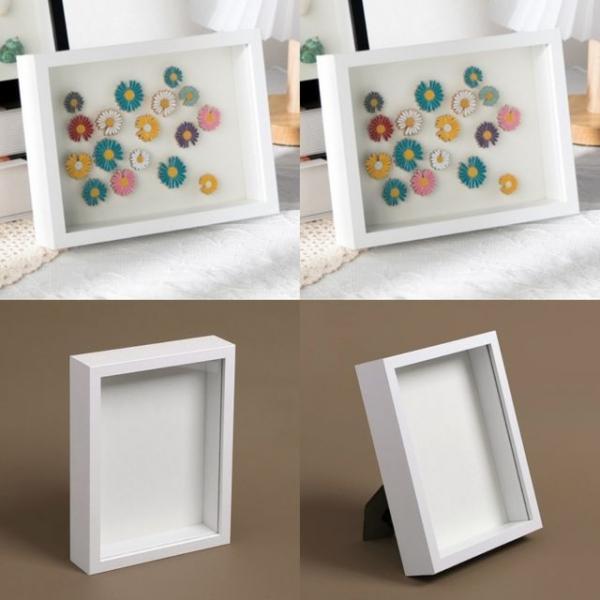 3D 입체 관액자 6x8 화이트 드라이플라워보관 탁상액자