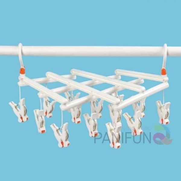 빨래집게건조대 14p 화이트 원룸빨래건조대 천장형빨래건조대 아기옷건조 양말건조대 손수건건조대