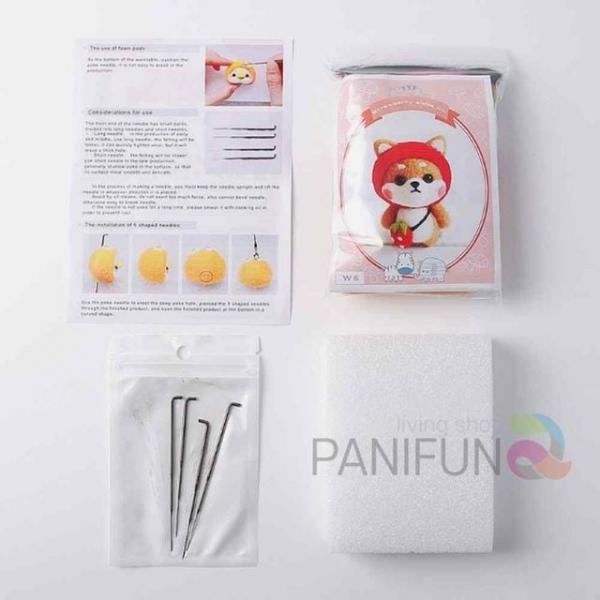 DIY 양모펠트키트 딸기시바견 양모DIY 바느질공예 니들펠트 양모인형만들기 양모펠트공예