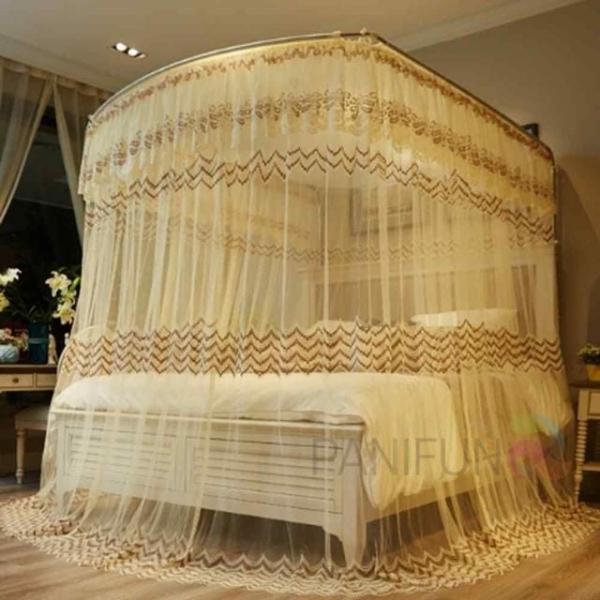 캐노피 침대모기장 180x200베이지 대형모기장 침대캐노피 레일모기장 실내모기장 사각모기장