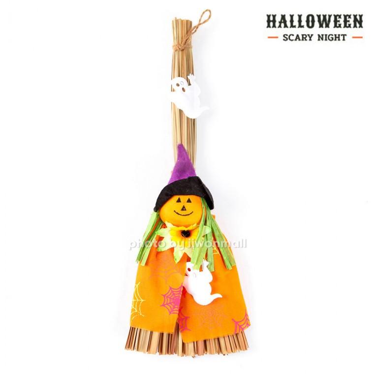 할로윈 빗자루 장식-호박