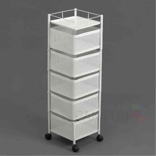 5단 회전 트롤리 화이트 거실장난감정리 주방트롤리 예쁜트롤리 철제트롤리 미용실트롤리