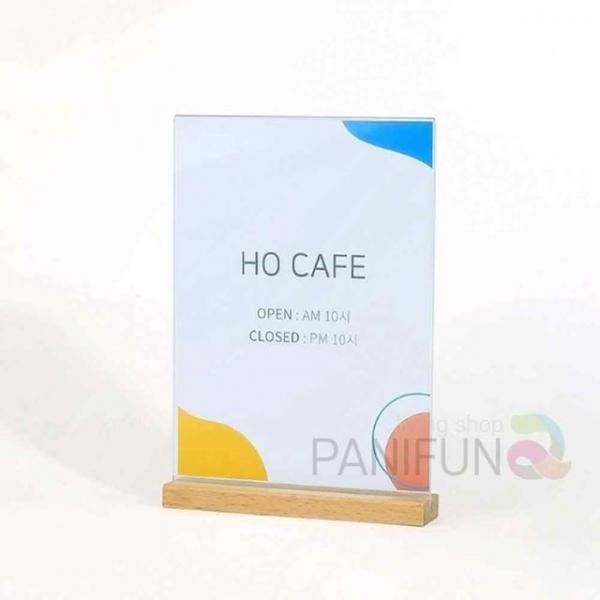 우드 아크릴쇼케이스 A4 세로 아크릴홀더 홍보물꽂이 메뉴판아크릴 우드쇼케이스 T자형꽂이
