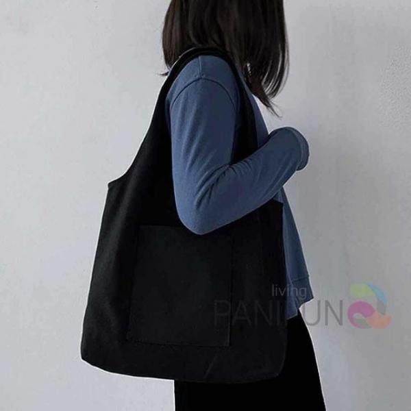 포켓 면가방 블랙 학원에코백 무지에코백 사각에코백 도서관가방 애코백