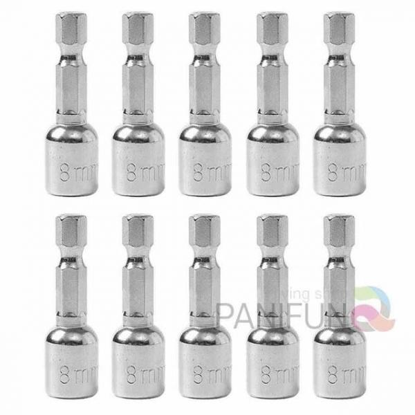 육각 비트소켓 10개입8mm 실버 비트홀더 육각비트소켓세트 전동드릴소켓 자석비트소켓 임팩비트