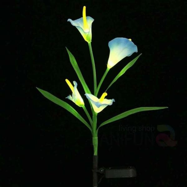 카라 LED 태양광정원등 블루 야외조명등 LED플라워 태양열조명등 꽃조명 꽃모양조명