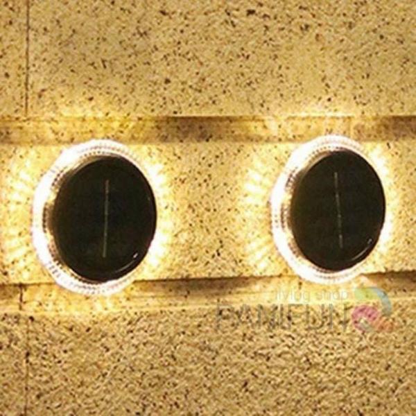 LED 태양광바닥등 2p 웜색원형 조경등 바닥전등 LED바닥등 태양광문주등 정원등