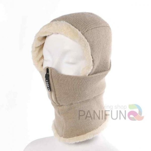 집업 넥워머모자 베이지 방한워머 목워머 등산모자 기모워머 집업넥워머