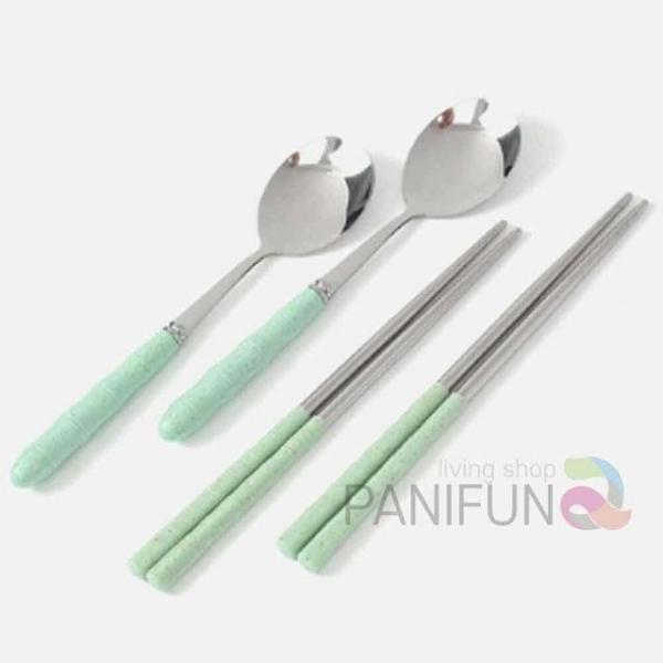 휴대용 수저 2세트그린 도시락수저 수저커버 휴대용젓가락 숟가락통 스텐수저세트