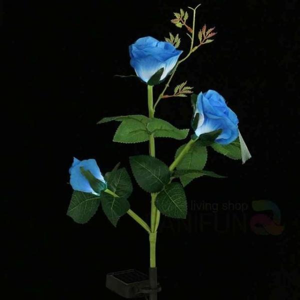 장미 LED 태양광정원등 블루 장미조화 장미조명 LED장미꽃 정원조명 조화장미