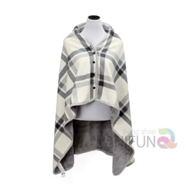 빅 단추 망토담요 그레이 똑딱이블랭킷 캠핑블랭킷 소파담요 단추담요 학생무릎담요