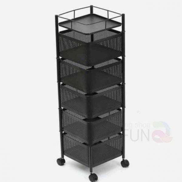 5단 회전 트롤리 블랙 미용실트롤리 예쁜트롤리 수납정리 철제트롤리 회전서랍
