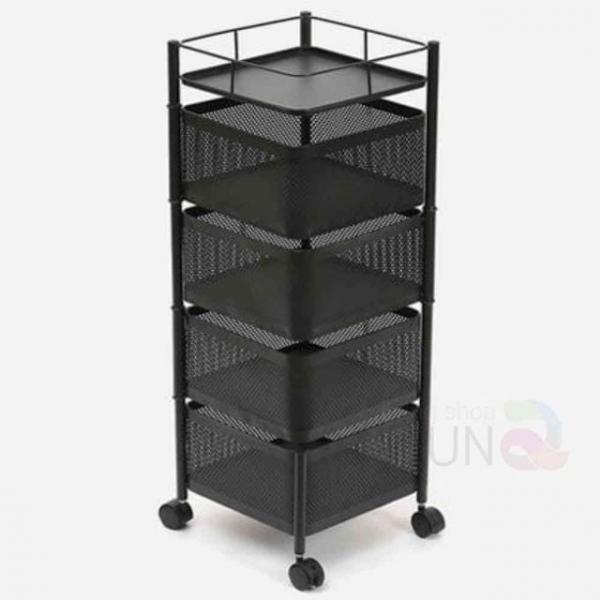 4단 회전 트롤리 블랙 세탁실트레이 무빙트롤리 미용트롤리 주방카트 미용카트