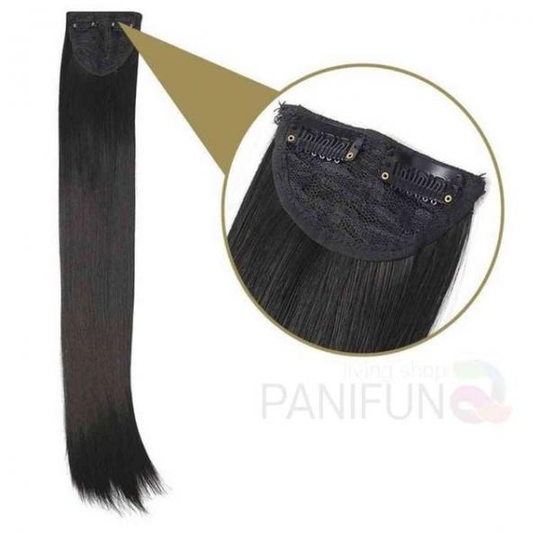 부분가발 3p 60cm 블랙 붙임머리가발 셀프붙임머리 똑딱이가발 옆머리가발 똑딱이피스