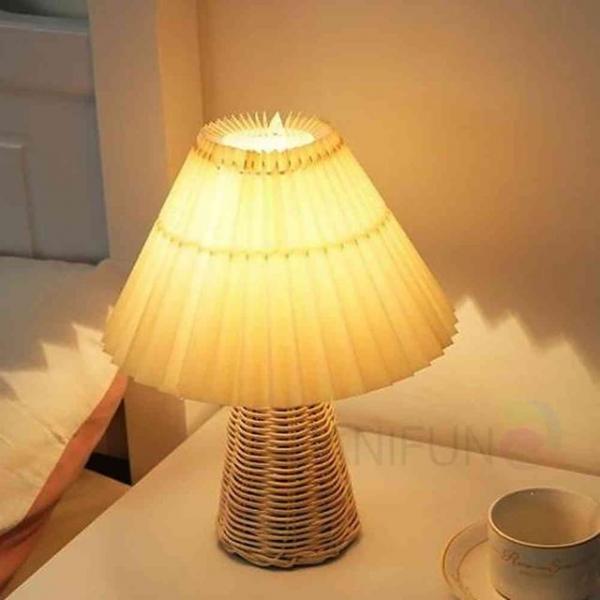 라탄 밝기조절스탠드 C베이지 수면무드등 인테리어조명 카페인테리어등 테이블조명 카페무드등