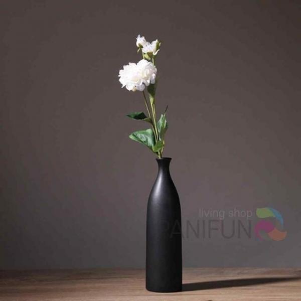 플란 도자기꽃병 블랙 인테리어조화화분 인테리어화병 긴화병 꽃꽂이병 화병인테리어