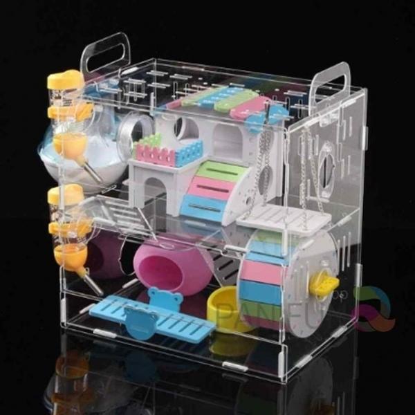 DIY 아크릴햄스터집 2층 놀이터 햄스터장 햄스터집꾸미기 슈가글라이더케이지 드워프햄스터키우기 햄스터케