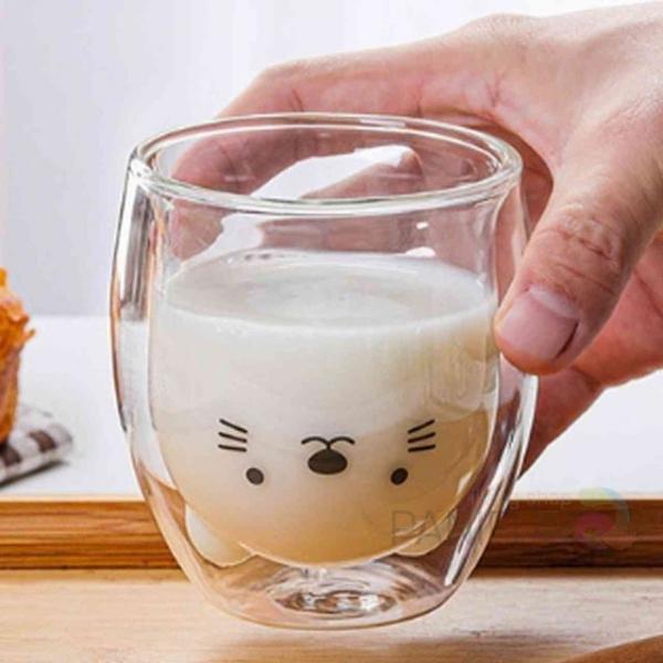 이중 유리컵 250ml 고양이 홈카페유리컵 카페유리잔 카페잔 카페이중컵 홈카페컵