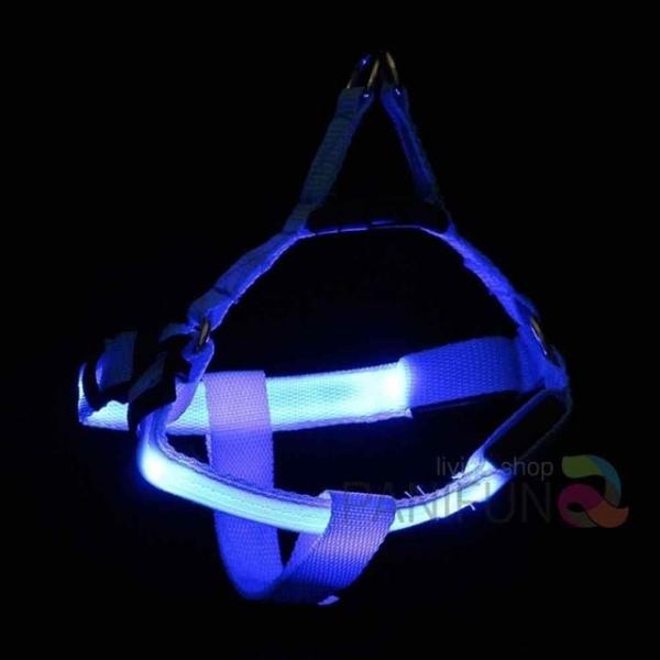 LED 하네스가슴줄 L 블루 강아지LED목걸이 강아지야간산책 애견야광 강아지램프 강아지LED목줄