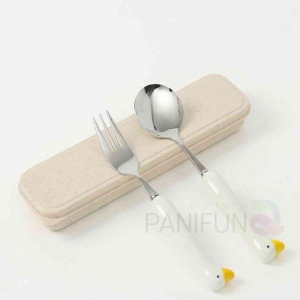 오리 숟가락포크 옐로우 어린이스푼 캐릭터숟가락 어린이숟가락 어린이포크 수저포크세트