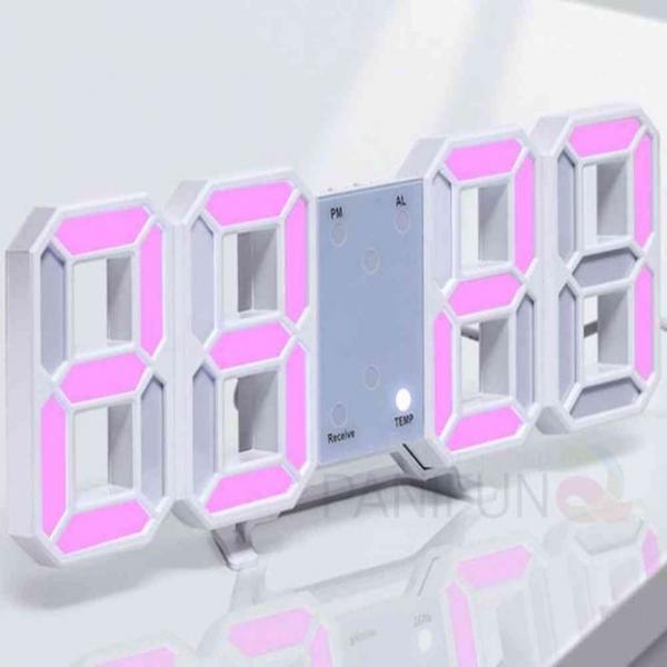 LED 리모컨 벽시계 화이트핑크 인테리어벽시계 벽시계선물 전자벽시계디지털 집들이선물 벽걸이시계