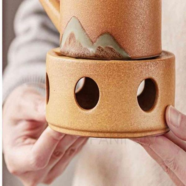 도자기티워머 라이트브라운 촛불워머 양초워머 티팟받침 차워머 티팟워머